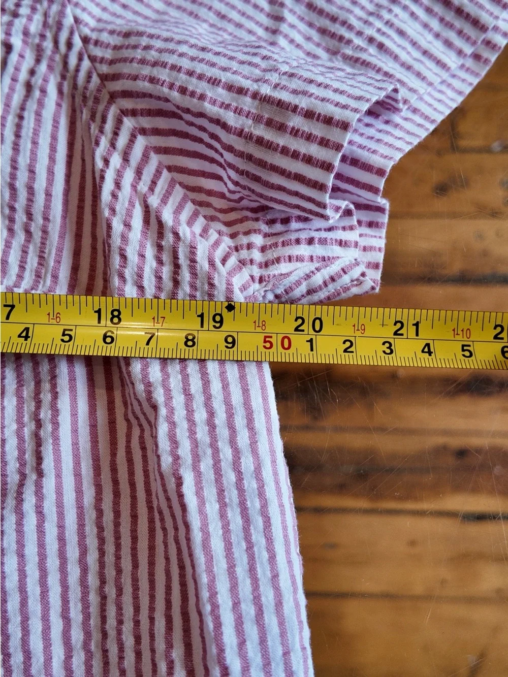 L.L Bean Pink & White Striped Seersucker Short Sleeve Popover Shirt - Picture 6 of 9